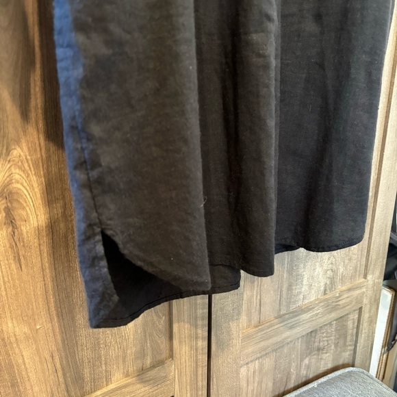 PRANA Medium Shirt Dress La Noa Long Roll Tab Sleeve Button Black Hemp Blend - Picture 10 of 13